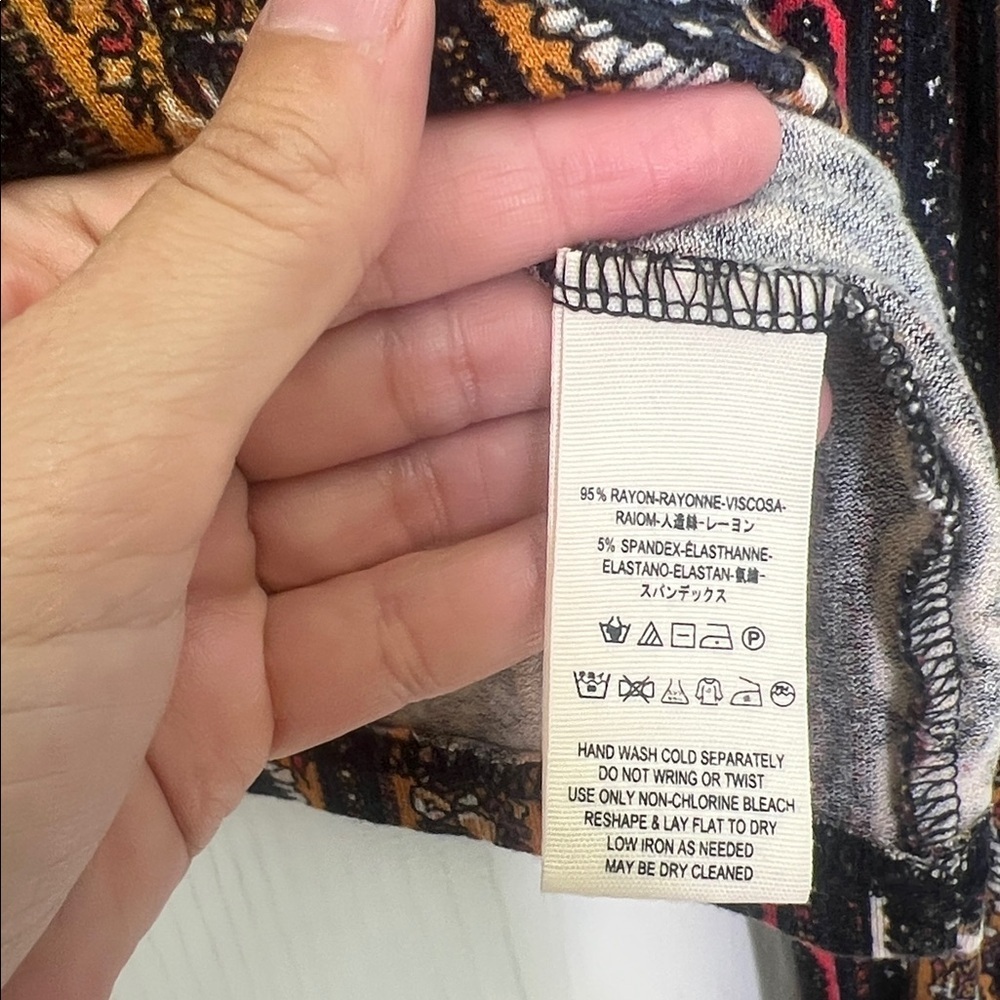 Free People - Donatella Colorful Paisley Print Bohemian Mock Neck Blouse Size XS - Picture 10 of 11